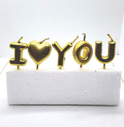 I Love You Candles Golden