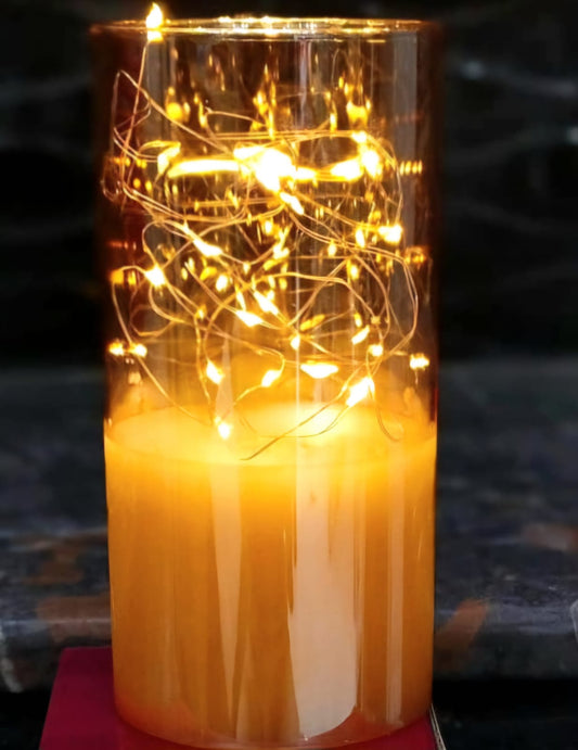 Led Rose Gold Glass Fairy Light Candles