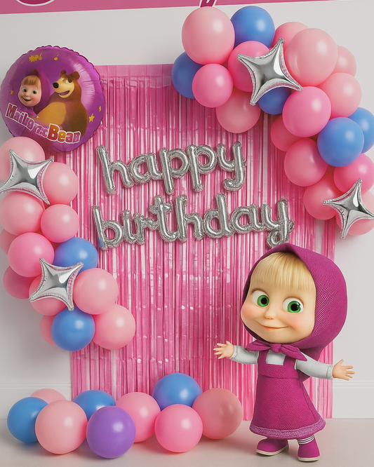 Masha and the Bear Birthday Decoration Kit – 80 Pcs