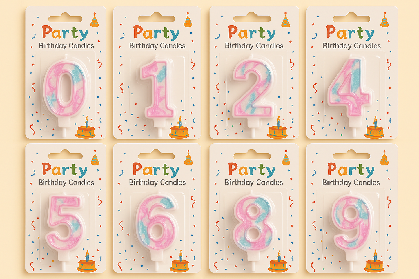 Multicolor Number Birthday Candles 0-9 | Cake Topper Candles