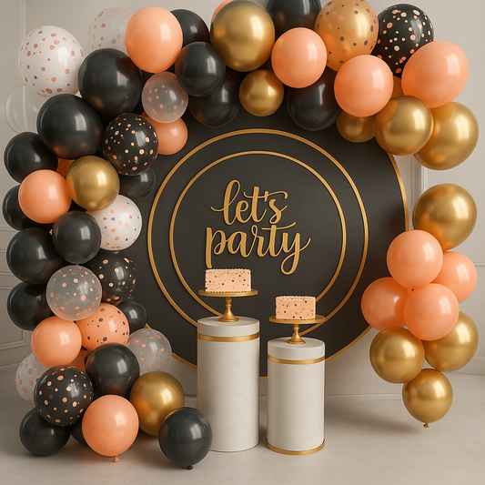 80 PCS Pink, Black &amp; Gold Balloon Set – Confetti &amp; Dot Party Decor