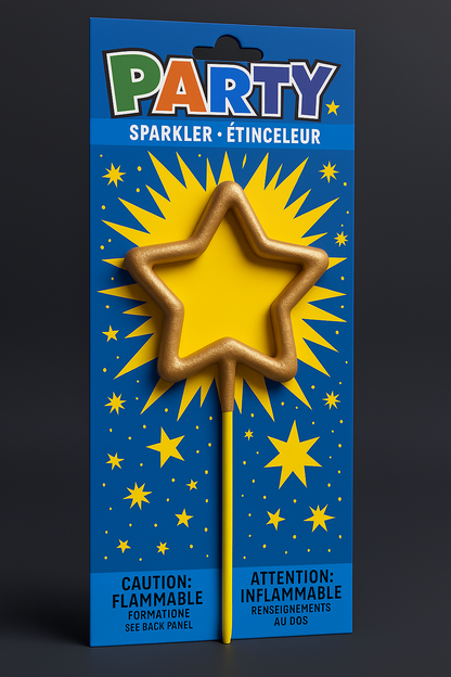 Heart & Star Shaped Party Sparklers – Golden Celebration Spark